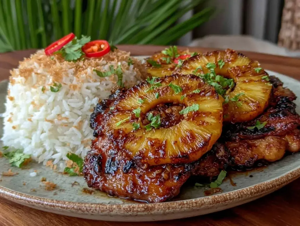 grilled teriyaki pineapple chicken thighs - featured image