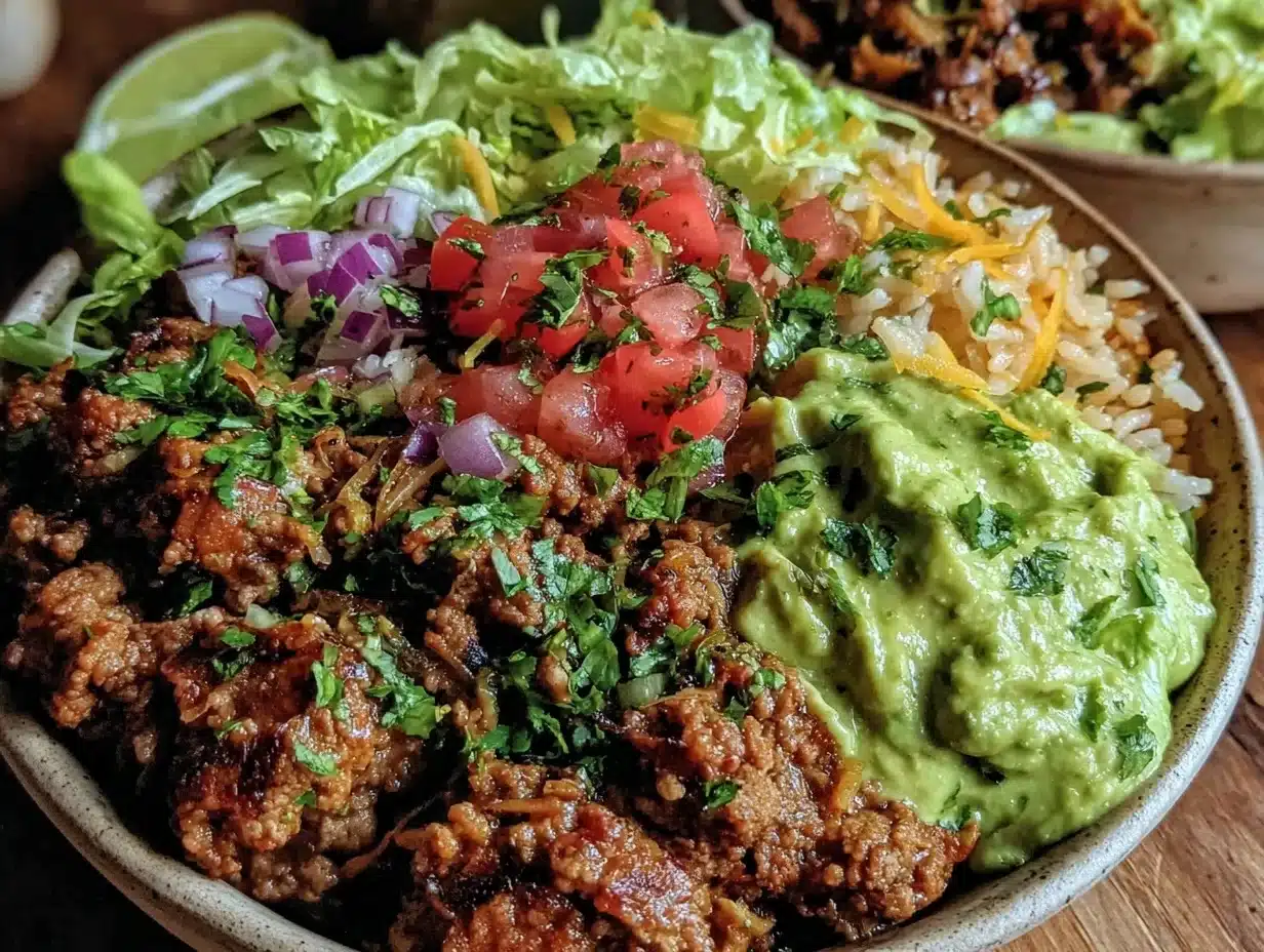 ground beef taco bowls - featured image