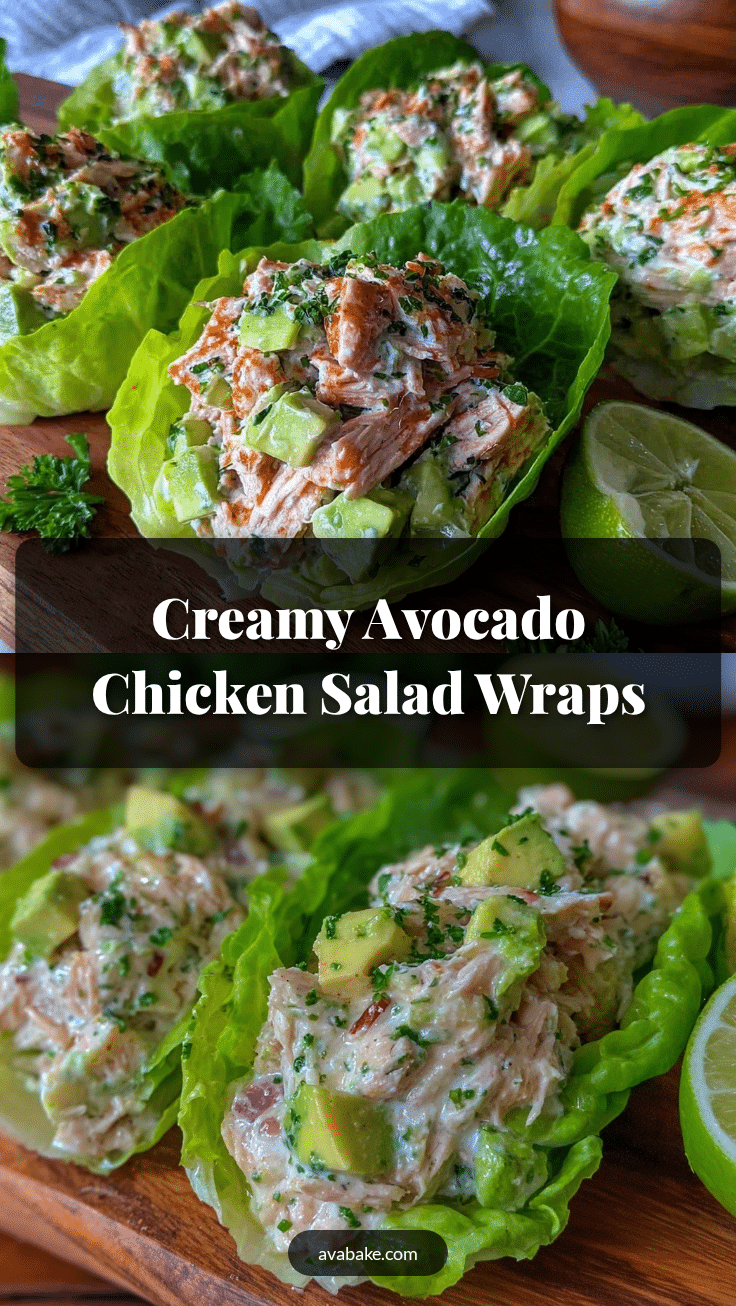 healthy creamy avocado chicken salad lettuce wraps recipe
