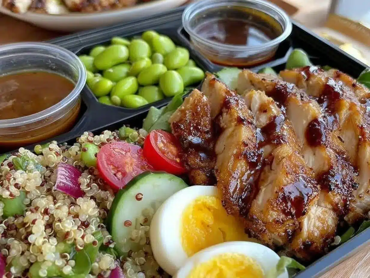 healthy high-protein bento box lunch preparation steps