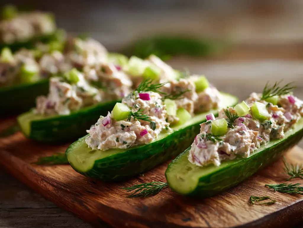 healthy high protein tuna cucumber boats - featured image