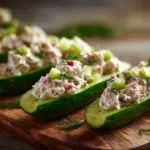 healthy high protein tuna cucumber boats - featured image