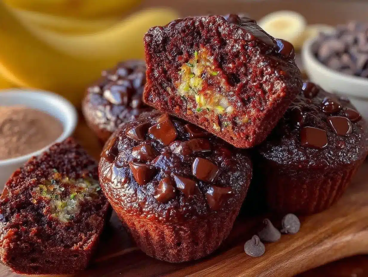 hidden veggie double chocolate banana muffins - featured image