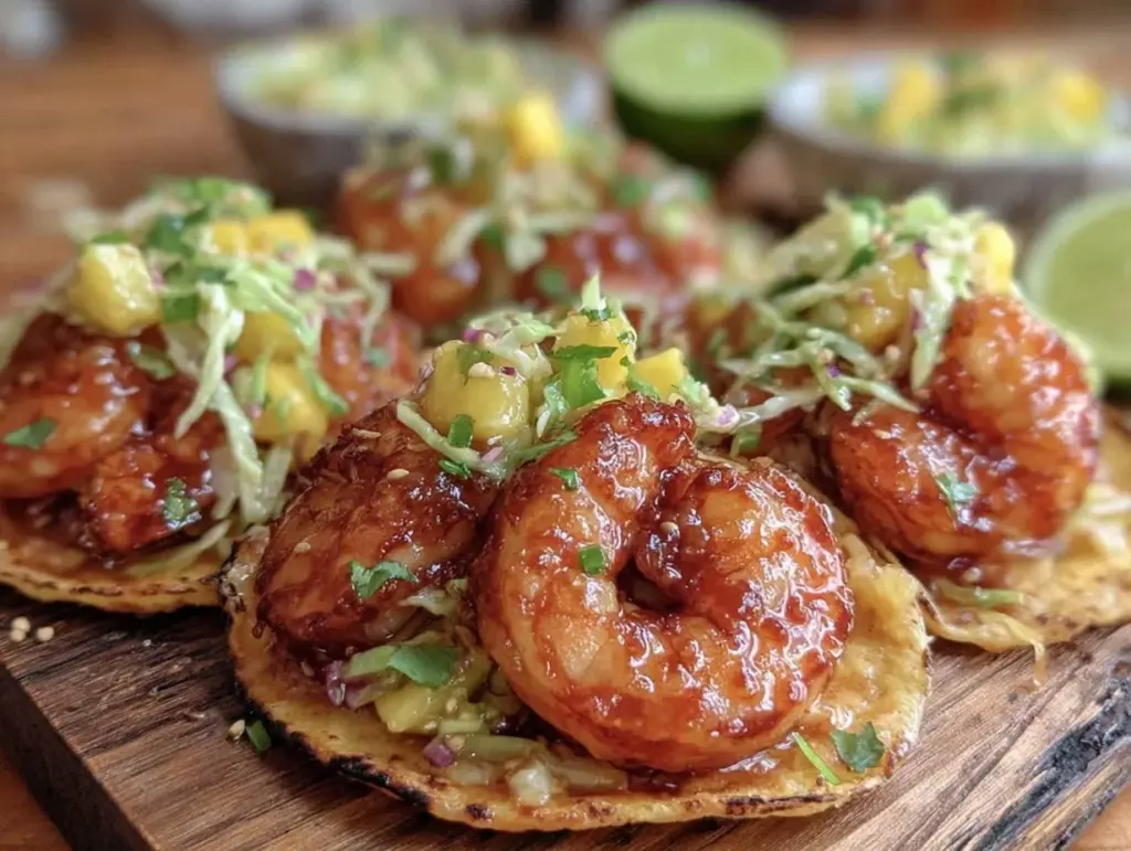 honey garlic shrimp tacos - featured image