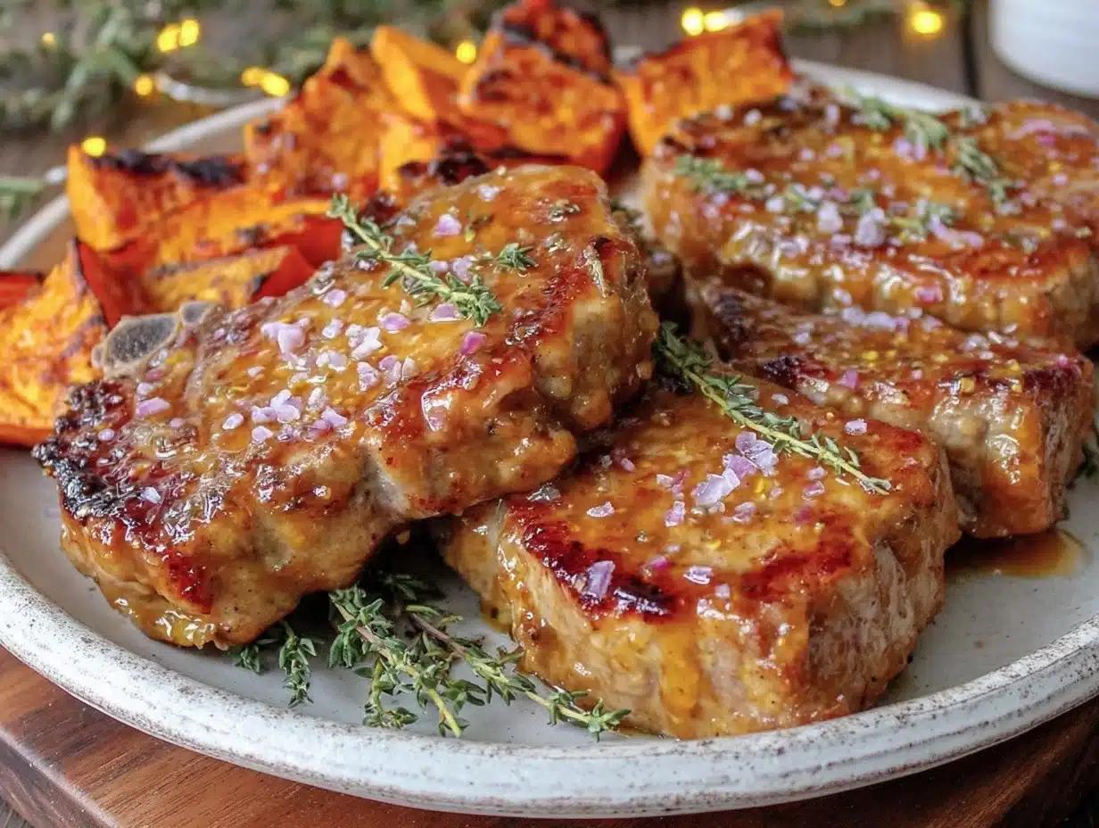 honey mustard glazed pork chops - featured image