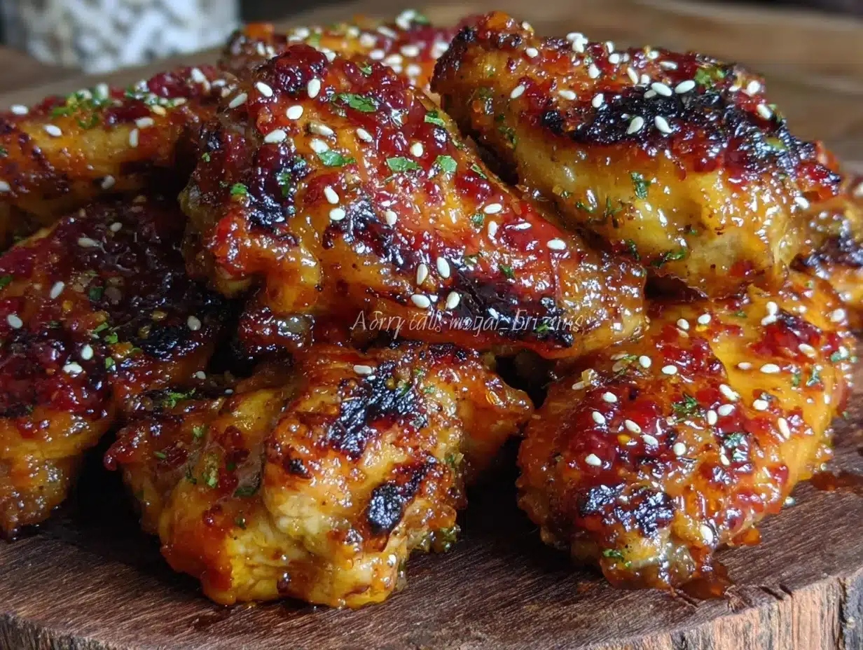 honey sriracha grilled chicken wings - featured image