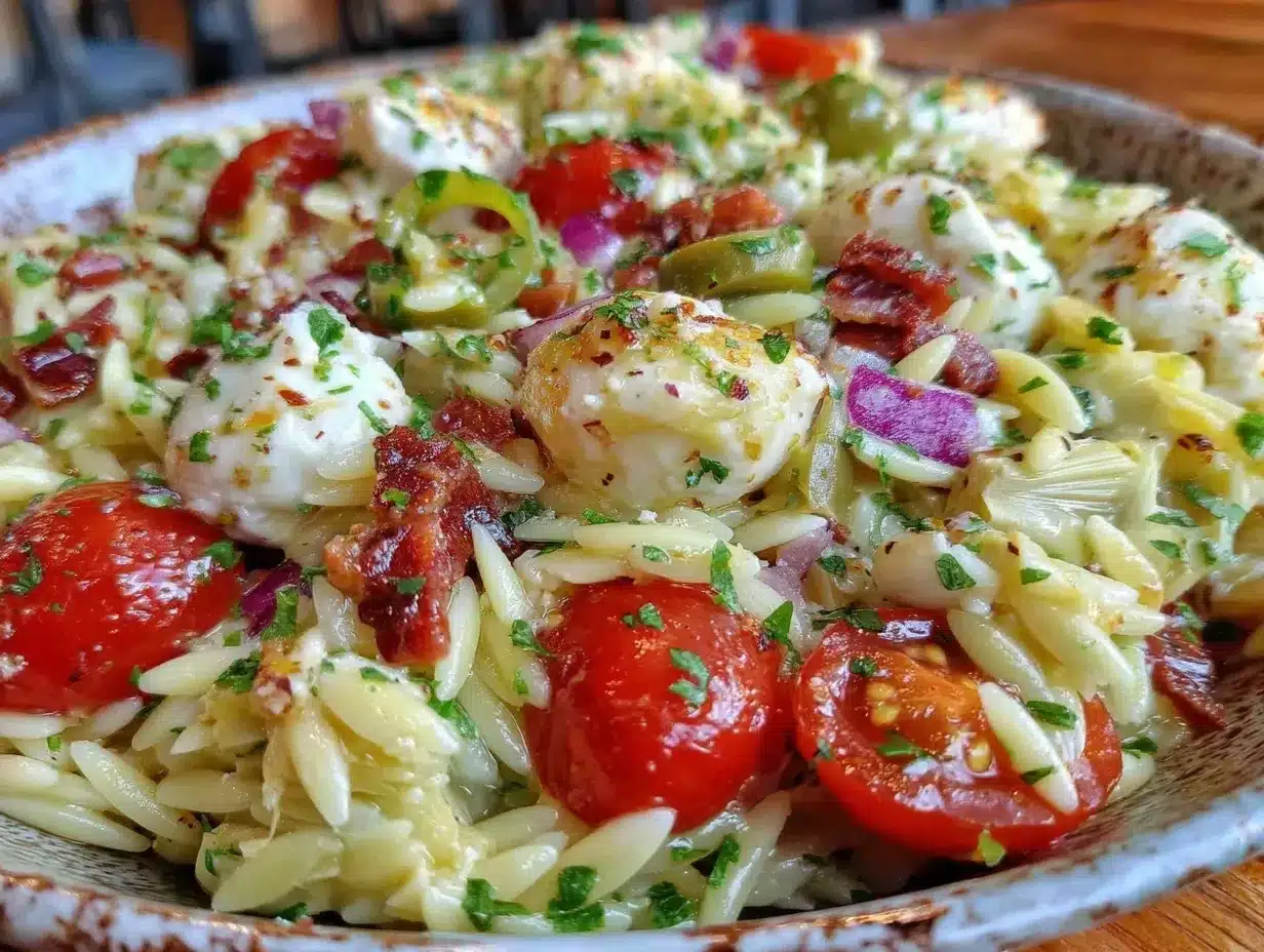 Italian Antipasto Orzo Salad preparation steps