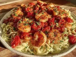 lemon garlic butter shrimp pasta - featured image