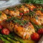 lemon herb salmon sheet pan dinner - featured image