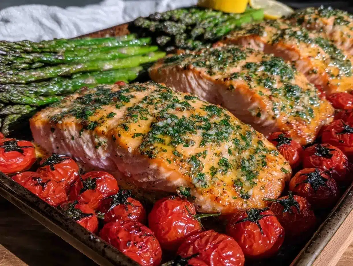 lemon herb salmon sheet pan dinner preparation steps