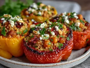 Mediterranean Chickpea Stuffed Bell Peppers - featured image
