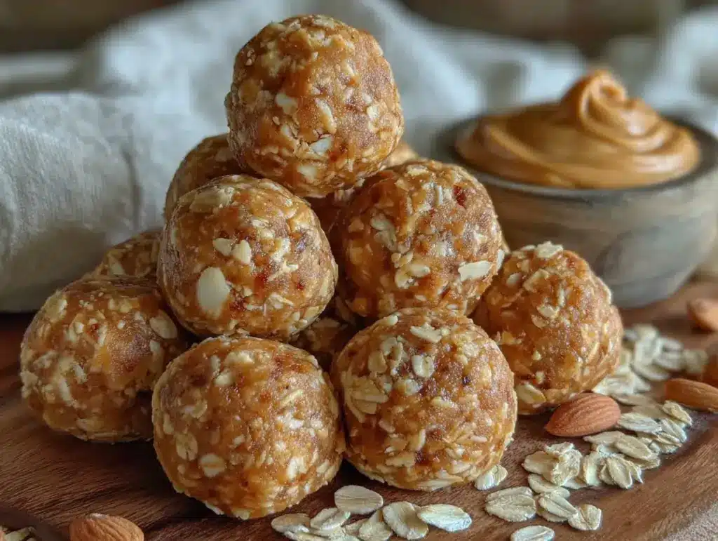 no-bake peanut butter oat energy bites - featured image