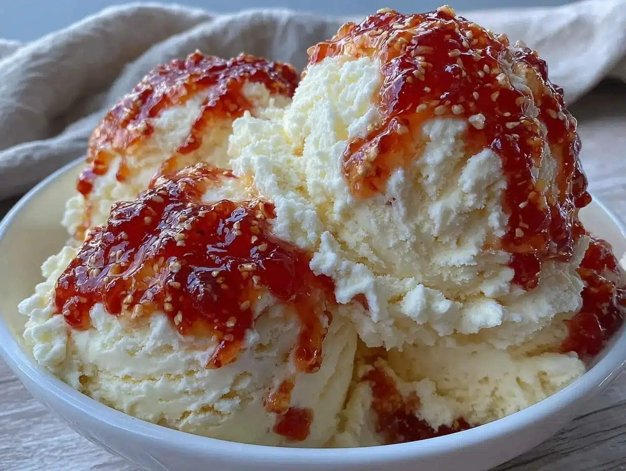 no-churn fresh peach ice cream - featured image