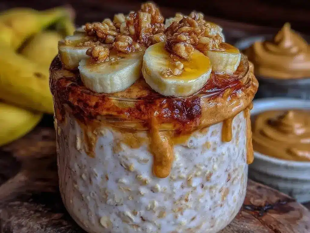 peanut butter banana overnight oats - featured image