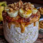 peanut butter banana overnight oats - featured image