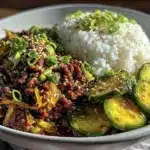 quick korean ground beef rice bowls - featured image