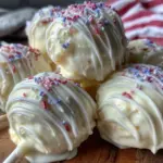 red white and blue cake pops - featured image