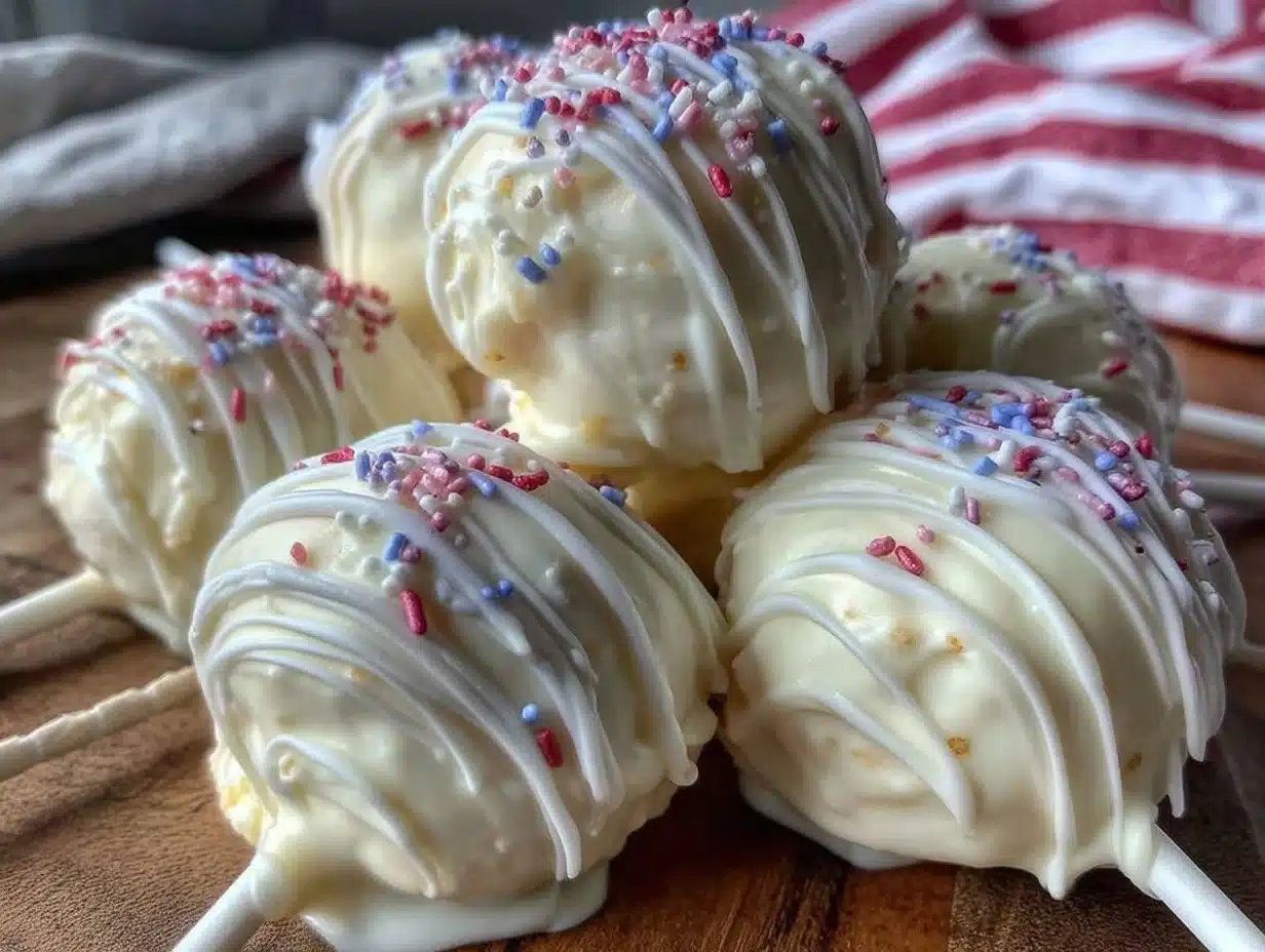 red white and blue cake pops - featured image