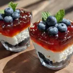 red white and blue layered jello cups - featured image