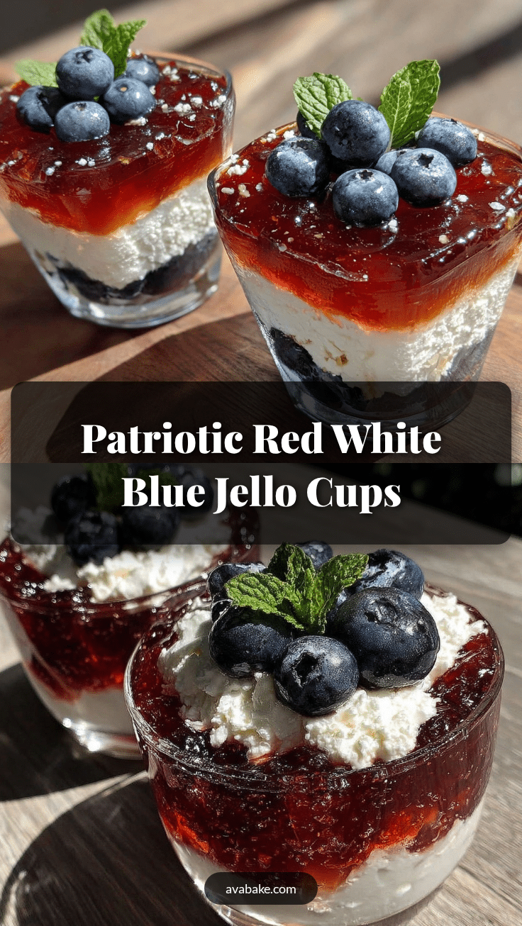 red white and blue layered jello cups recipe