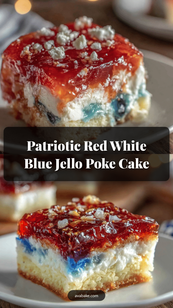 red white and blue layered jello poke cake recipe