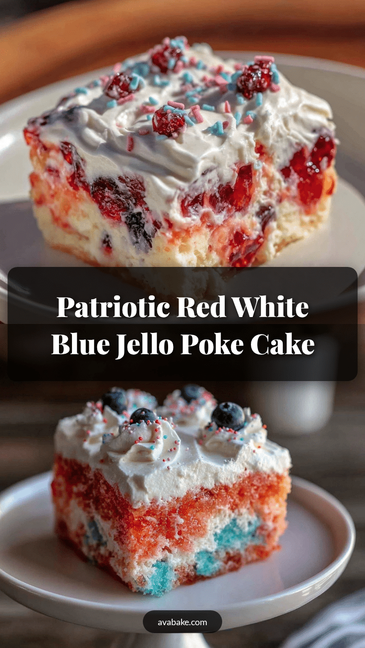 red white and blue layered jello poke cake recipe