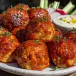 slow cooker buffalo chicken meatballs - featured image