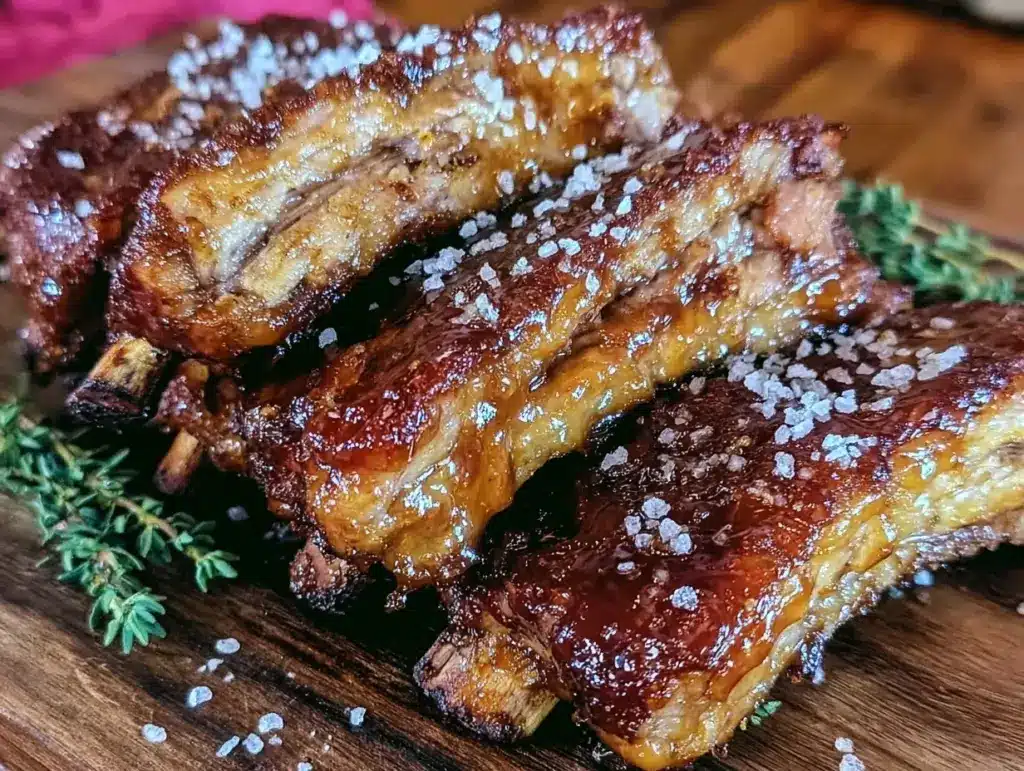 smoked baby back ribs bourbon glaze - featured image