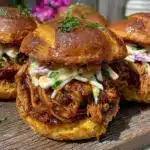 smoky bbq pulled chicken sliders - featured image