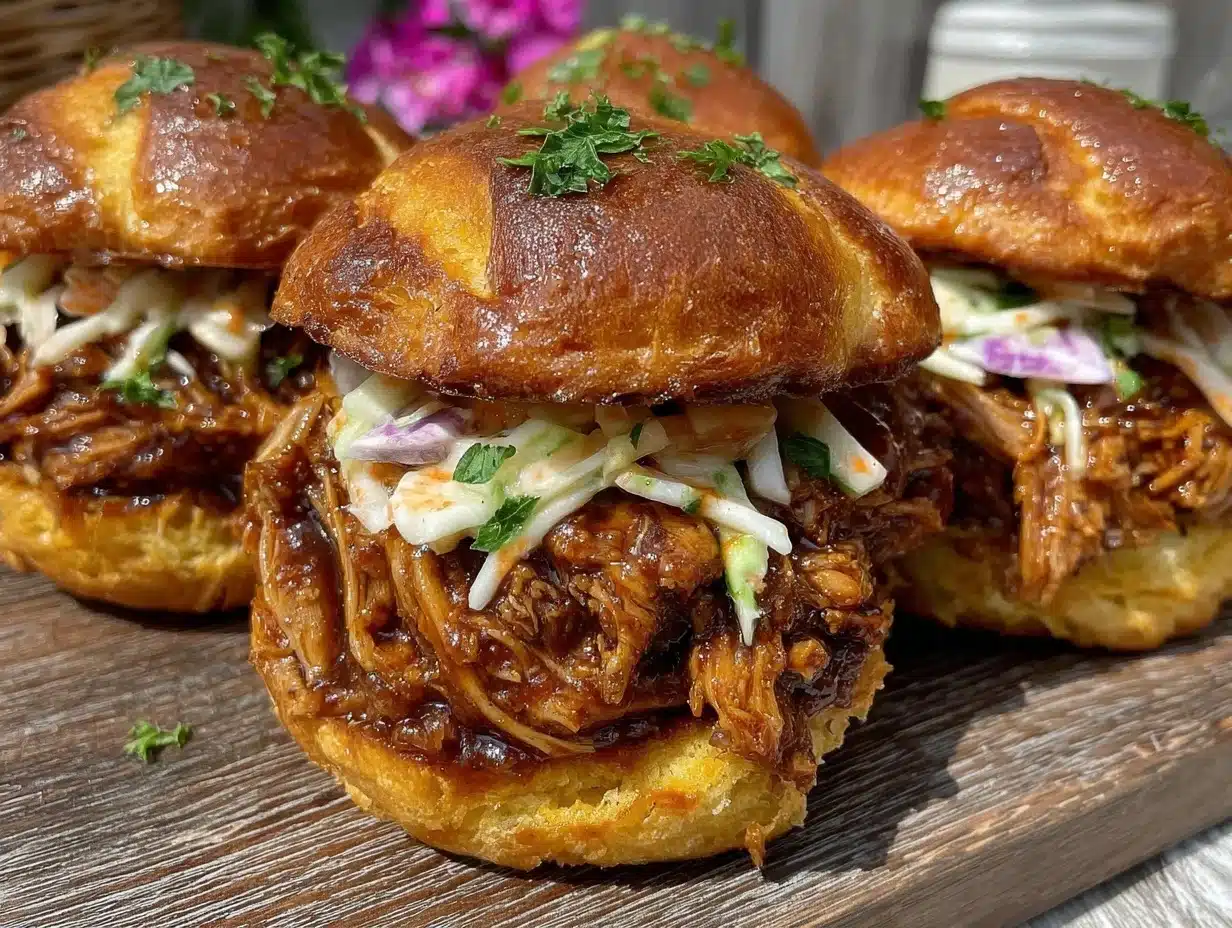 smoky bbq pulled chicken sliders - featured image
