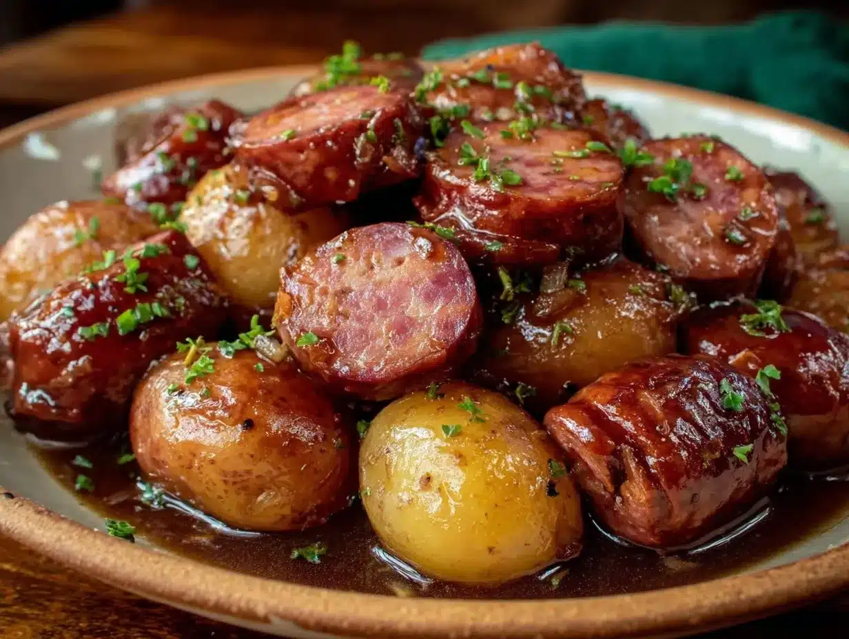smoky sausage and creamy swamp potatoes preparation steps
