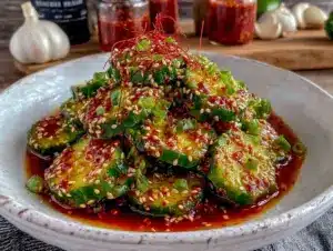 spicy crunchy korean cucumber salad - featured image