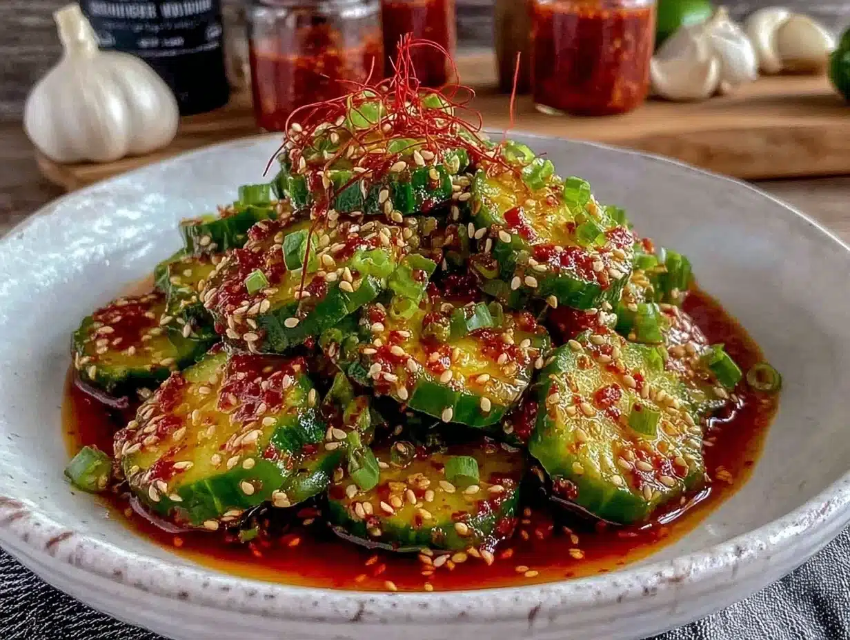 spicy crunchy korean cucumber salad - featured image