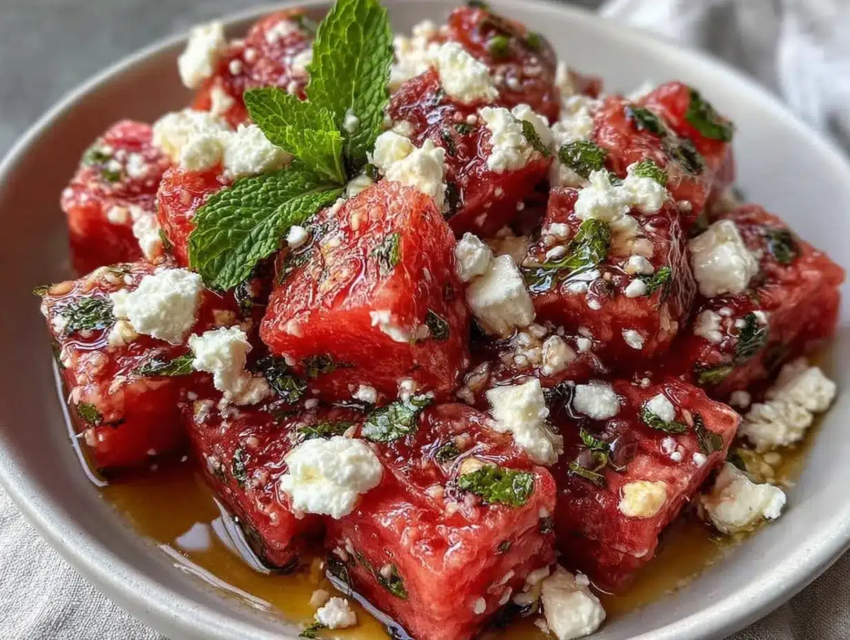 watermelon feta mint salad preparation steps